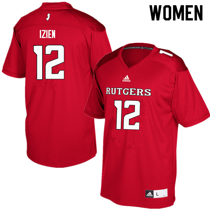 Women #12 Christian Izien Rutgers Scarlet Knights College Football Jerseys Sale-Red - Click Image to Close